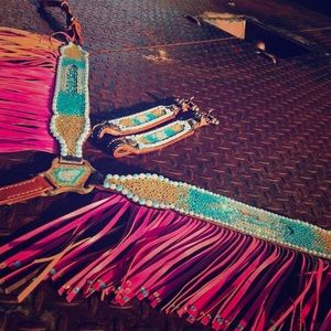 Custom made rhinestone tack sets.